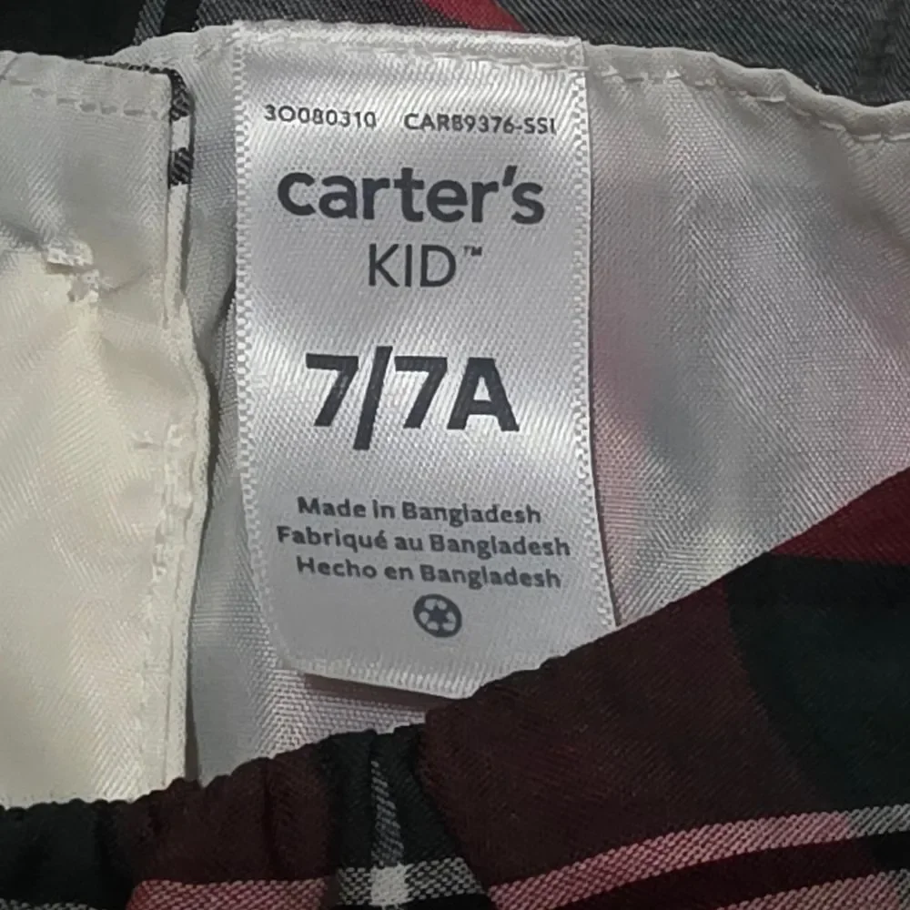 Carters Plaid Red and White Kids Christmas Dress 7/7A
